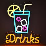 JOMOBUTY Drinks Neon Sign for Wall Decor Cool Drink