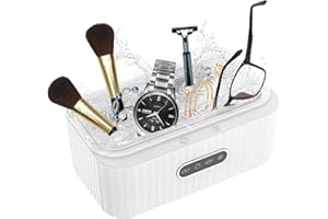 Noiclub Ultrasonic Jewelry Cleaner Machine|47KHz Portable Professional Ultrasonic Cleaner with 4 Cleaning Modes 304 Stainless Steel Glasses Cleaner for Retainer Ring Watch Brush Shaver Head