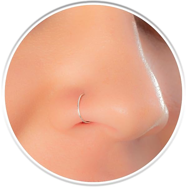 14k Gold-Filled Nose Ring With White Opal - 20 Gauge 7.5mm Hoop With Gemstone & Beads