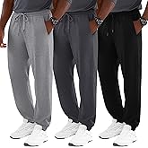 Velvelhall 3 Pack Men's Big and Tall Joggers Lounge Sweatpants Athletic Gym Pants with Pockets Workout Drawstring Jogger Pant
