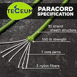 TECEUM Paracord Type III 550 Fluo Green – 50 ft