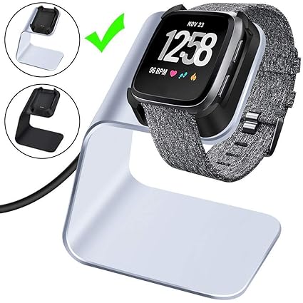 CAVN Charger Dock Compatible with Fitbit Versa/Versa Lite (Not for Versa 2), Premium Aluminum Charging Cable Cord Station Cradle Base Attached 4.2ft ...