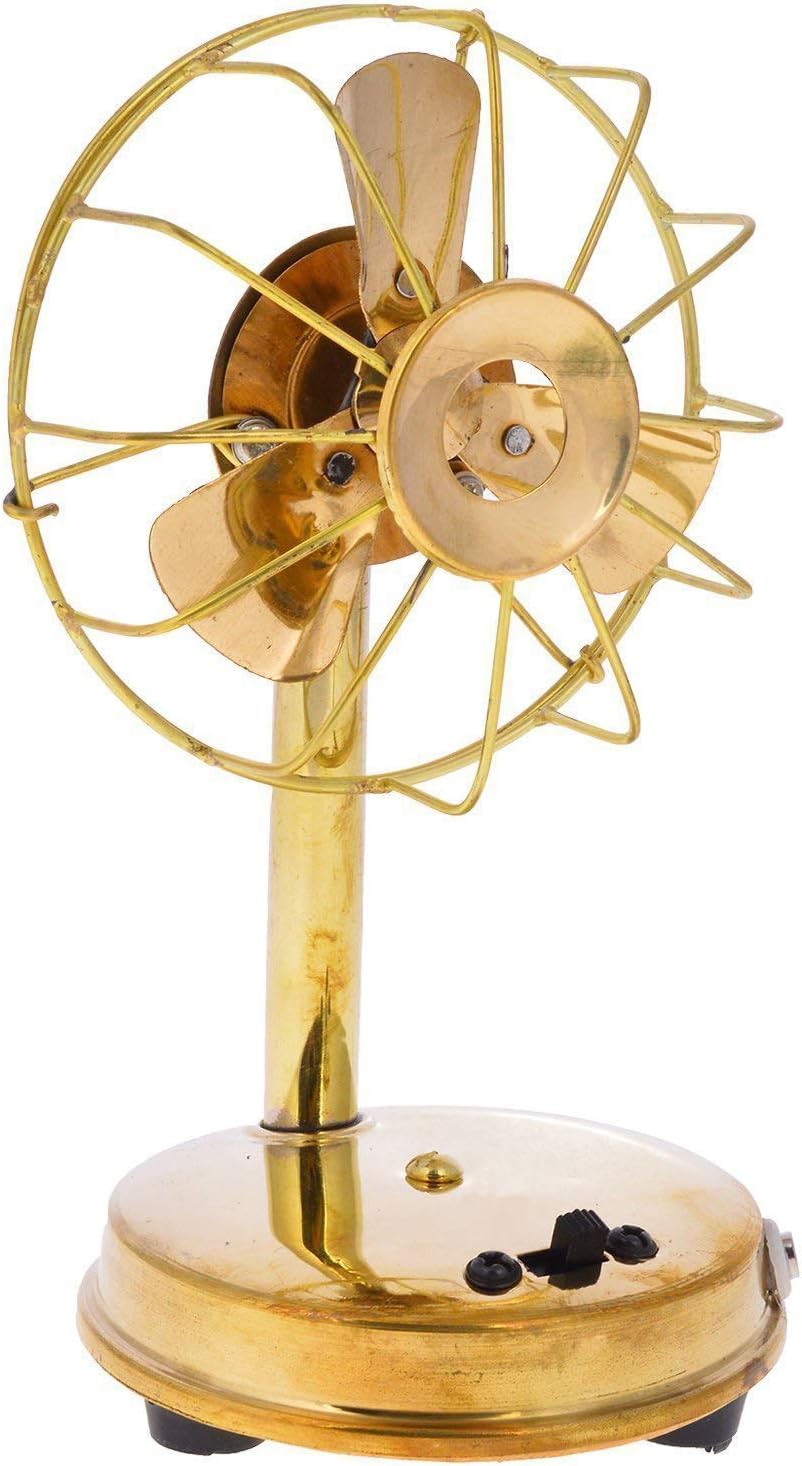 Prosmart Antique Brass Fan for Home Decor with Battery Option and Nokia Standard Charging Point (Golden)