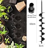 SYITCUN 8x60cm Garden Hole Digger Auger for Planting Bulbs & Seeds view 2