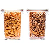 WECK 743 Mold Jar - Sourdough Starter with Wide Mouth - Suitable for Canning and Storage - 2 Sourdough Jars with Glass Lids, 