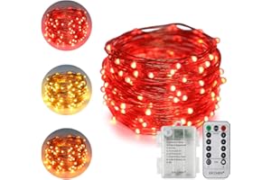 ErChen Battery Powered Dual-Color Led String Lights, 33FT 100 LEDs Color Changing Dimmable 8 Modes Copper Wire Fairy Lights w