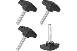 M METERXITY 4-Pack Thumb Screws, M6x35mm Tee Wing Knobs, Plastic T Handles Clamping Knob for Woodworking/Machinery/Equipment, Tightening Thread Thumbscrew [Black]