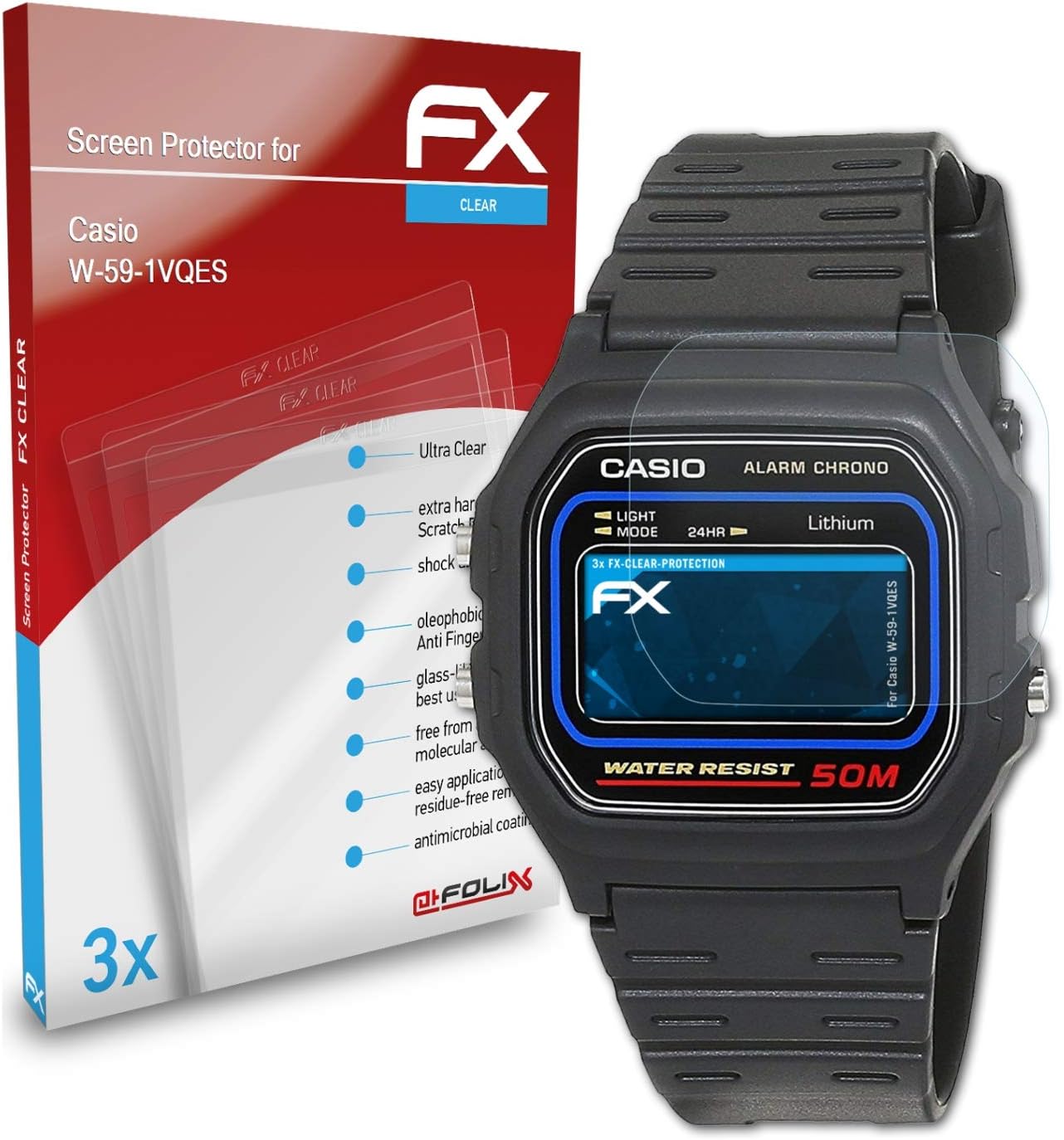 atFoliX Lámina Protectora de Pantalla Compatible con Casio W ...