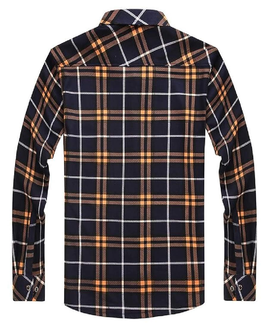 XQS Mens Fleece Lined Button Down Plaid 