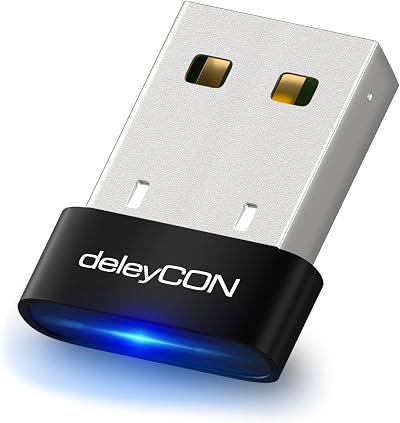 deleyCON Bluetooth 4.0 USB Adapter Stick Plug Play Windows 10 10m Range Black