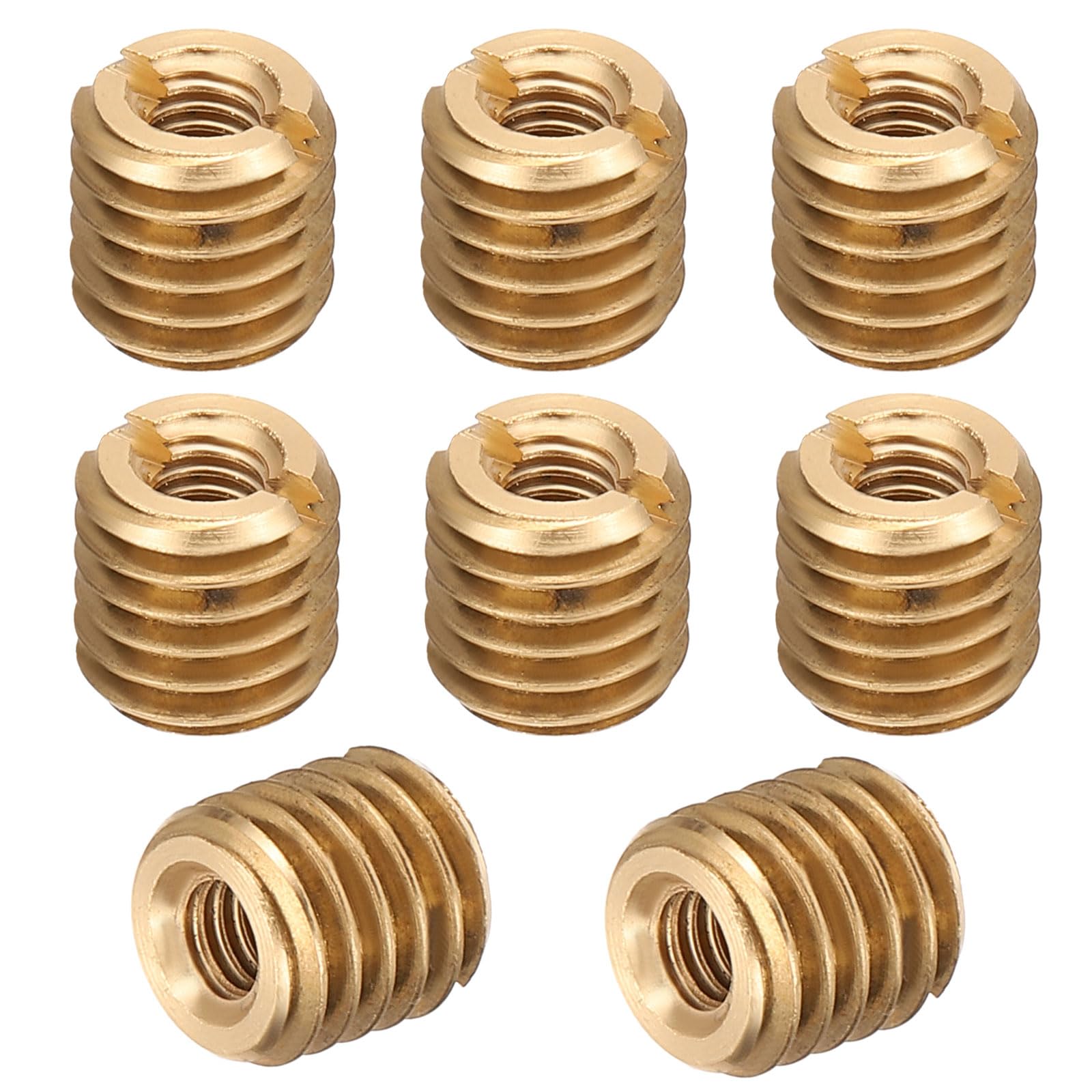 PATIKIL Brass Threaded Repair Insert Nut, 8 Pcs M8xM4x8mm Male to Female Slotted Thread Sleeve Inserts Reducing Nut Adapter Reducer Screw Sleeves