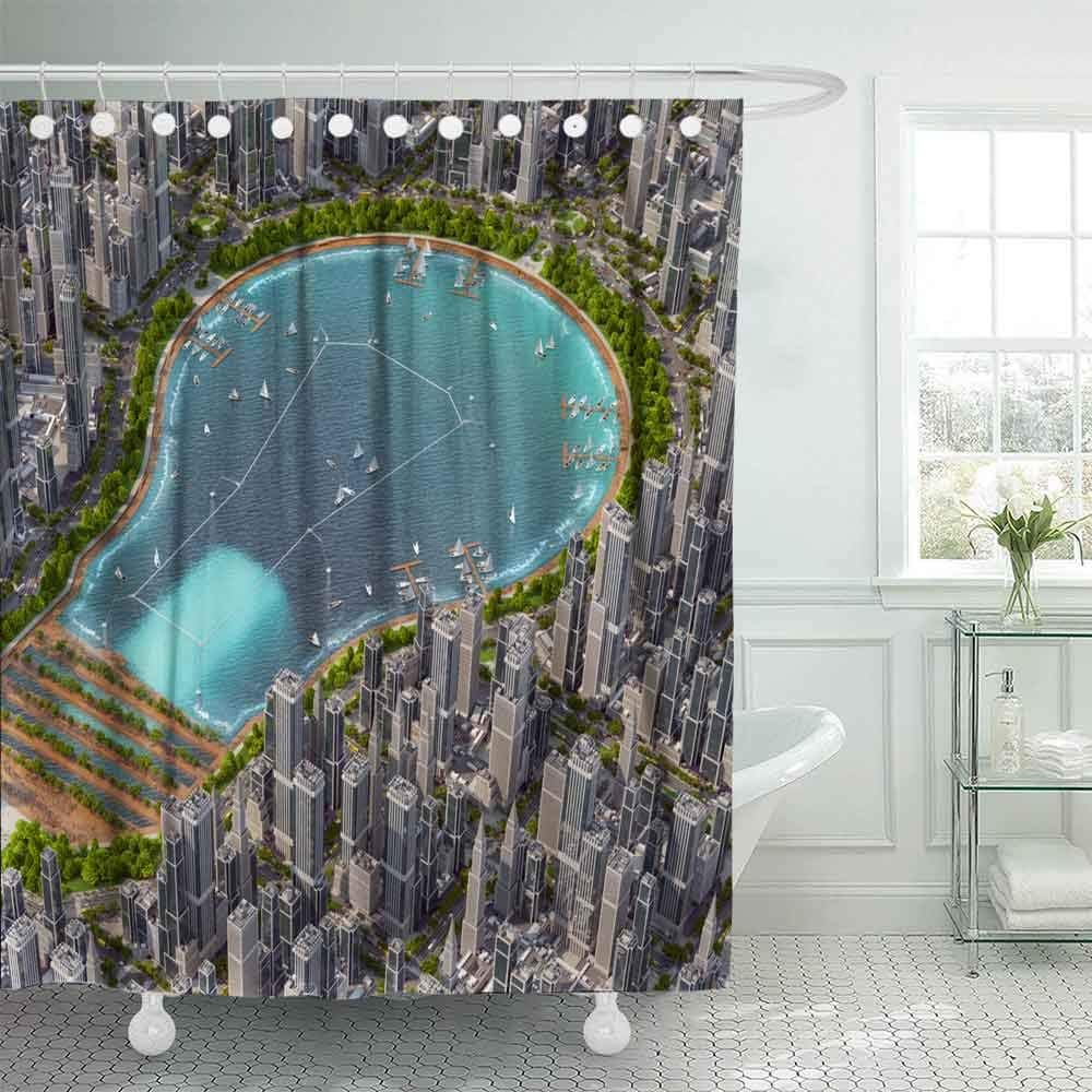 Sertiony Long Shower Curtain,Luxury Shower Curtain at Lake Like Idea at City Pond in Center Always Great on Lakeside Walking People They 78X72Inch with Bathroom,Decorative Shower Curtain