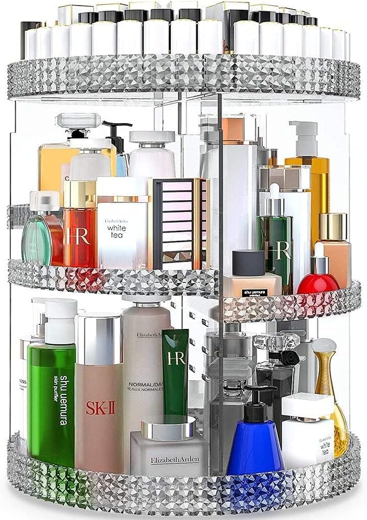 Awenia Makeup Organizer 360-Degree Rotating, Adjustable Makeup Storage, 7 Layers Large Capacity Cosmetic Storage Unit, Fits Different Types of Cosmetics and Accessories, Plus Size (Gray): Home & Kitchen