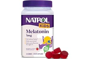 Natrol Kids Melatonin Gummies 1mg, Children's Melatonin for Restful Sleep, 140 Raspberry-Flavored Sleep Gummies, 140 Day Supply