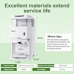 Vtsmax Electric Shaved Ice Machine, 300W Ice Shaver