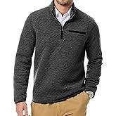 Dokotoo Men Men's Quarter Zip Up Casual Long Sleeve Quilted Sweatshirts Mock Neck Outdoor Pullover Sweaters
