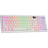 TECWARE Spectre 96% RGB Mechanical Gaming Keyboard | Customizable LCD Screen | Tri-Mode Wireless with Knob | Gasket Mount | South Face 5-Pin Hot-Swappable Sockets | White Cocoa Brown Switch