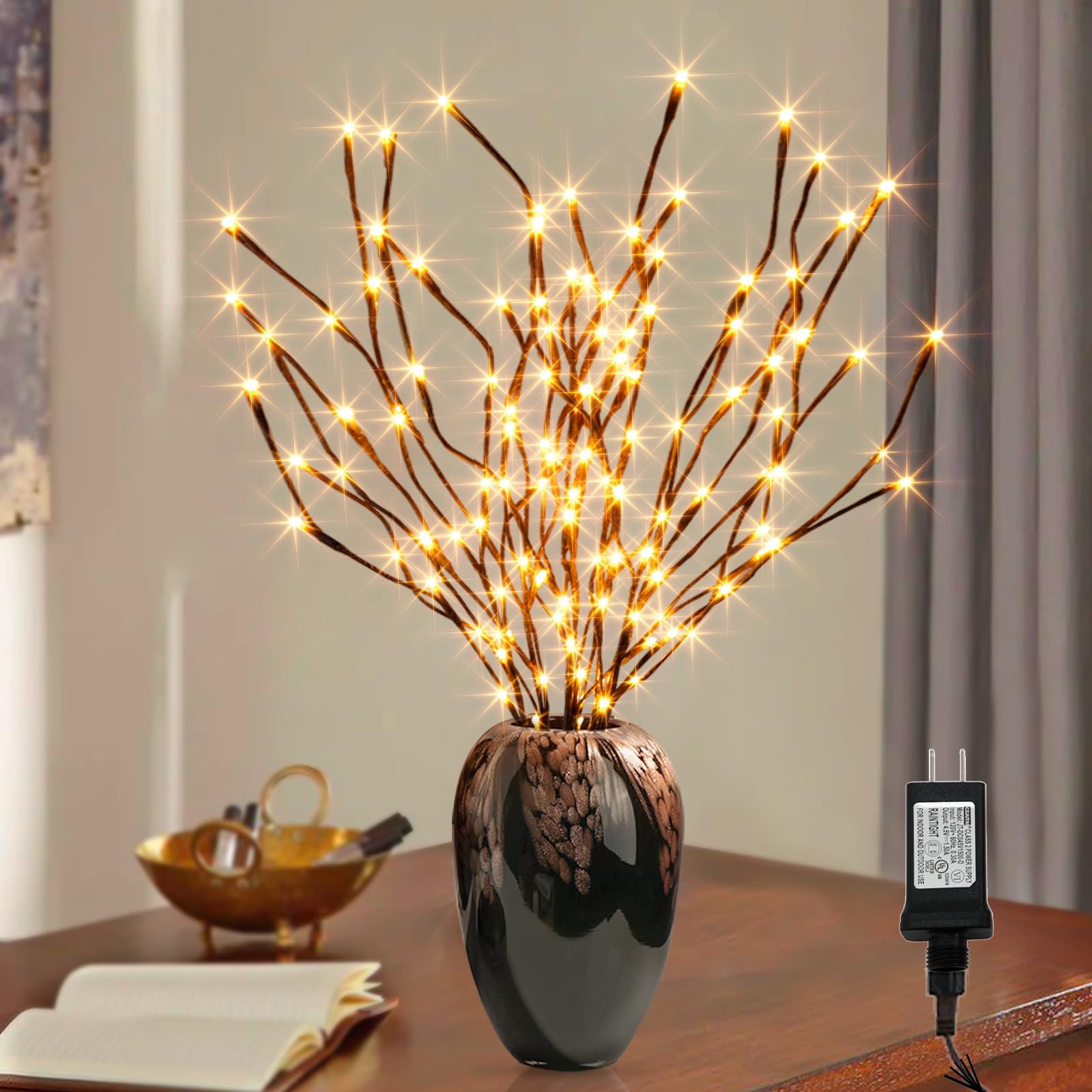 Photo 1 of PEIDUO Lighted Willow Branches 30Inch 120 LED Twig Lights, 6PK Tree Branch Pathway Light for Holiday Xmas Decorations Indoor Outdoor Stake Lights