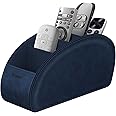 Remote Control Holder with 5 Compartments, KENOBEE Anti-slip Desktop Caddy Storage Organizer for Remote Controllers, Office Supplies, Makeup Brush, Media Accessories, Blue