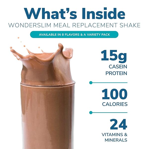 WONDERSLIM MEAL REPLACEMENT SHAKE, MOCHA CREAM, 15G PROTEIN, 24 VITAMINS & MINERALS, GLUTEN FREE (7CT)