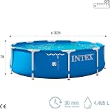 Intex 28202UK 10ft x 30in Metal Frame Pool with Filter Pump Blue 305x76 cm view 4