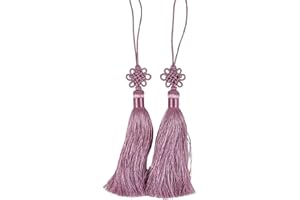 Seoulful Vintage Mini Korean Silk Knot Norigae Set - 2 Pack Traditional Tassel Charms in 7 Colors - Decorative Hanbok Accessories (Pink)