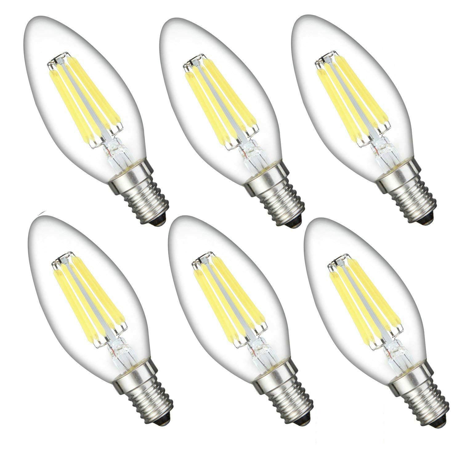 LED Candelabra Bulb Dimmable 60W Equivalent Daylight (6000K Cold White