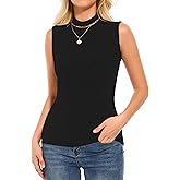 Biffxeu Women's Sleeveless Mock Neck Turtleneck Sweater Tops Ribbed Knit Vest Trendy Casual Slim Fitted Tank Tops