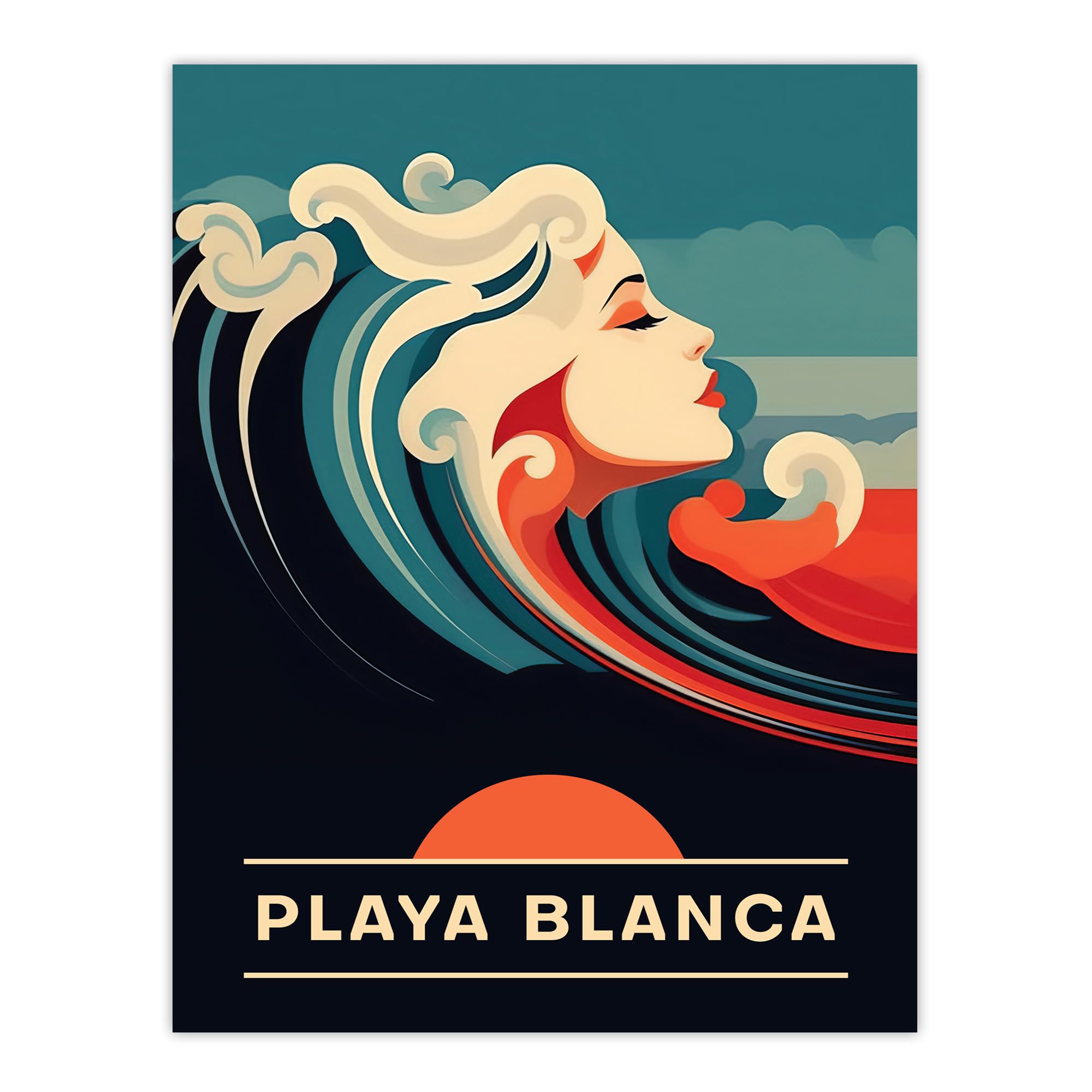 Artery8 The Seaside Calls Playa Blanca Beach Colombia Sunset Woman of the Waves Sea Siren Ocean Extra Large XL Wall Art Poster Print