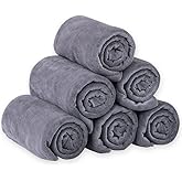 JML Microfiber Bath Towels, Bath Towel Set (6 Pack, 27" x 55") - Extra Absorbent and Fast Drying,Multipurpose Microfiber Towel for Bath, Beach, Pool, Sports, Yoga - Grey