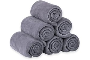 JML Microfiber Bath Towels, Bath Towel Set (6 Pack, 27" x 55") - Extra Absorbent and Fast Drying,Multipurpose Microfiber Towel for Bath, Beach, Pool, Sports, Yoga - Grey