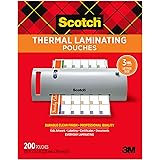 Scotch Thermal Laminating Pouches, 200 Pack Laminating Sheets, 3 Mil, 8.9 x 11.4 Inches, Education Supplies & Craft Supplies,