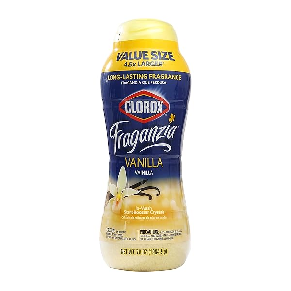 CLOROX FRAGANZIA LAUNDRY SCENT BOOSTER CRYSTALS IN VANILLA SCENT – SCENTED IN-WASH FRESHENER BEADS FOR FRESH, CLEAN, GREAT SMELLING CLOTHES AND LINENS, 70 OZ