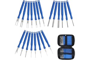 XLWJBES Upgraded Terminal Removal Tool Kit, 21Pcs Blue Electrical Pin Removal Tool Kit, Electrical Wire Connector Pin Release Tool, Automotive Terminal Release Kit for Household Devices
