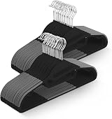 KEPLIN 50 Pack Non-Slip Slimline Hangers with 360 Swivel and Tie Organizer