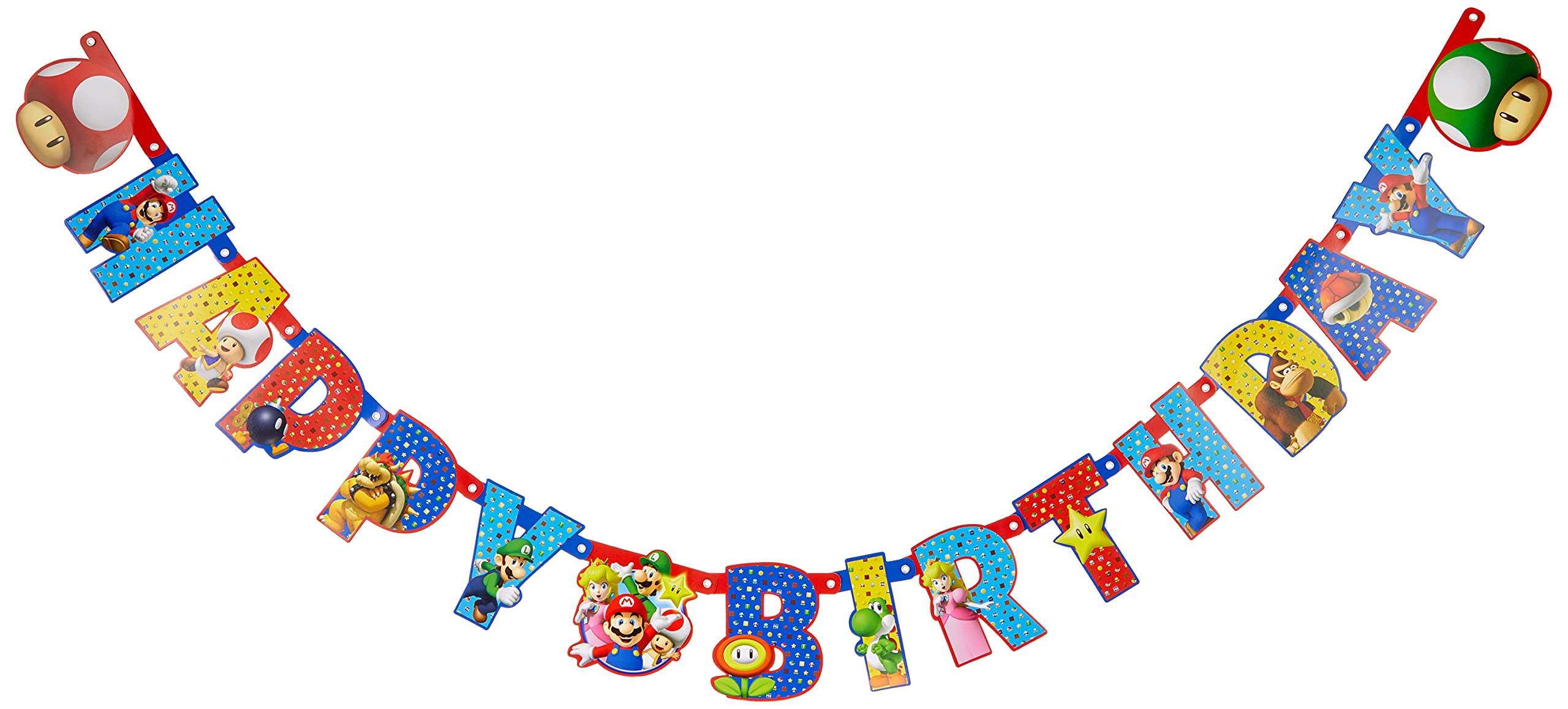 Amscan 7AM9901542 Adjustable Happy Birthday Banner 190 x 18 cm Supermary Multi-Coloured