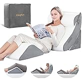 Kingfun 4PCS Orthopedic Bed Wedge Pillow Set for Sleeping, Post Surgery Memory Foam Support Pillows for Back, Neck and Leg Pa