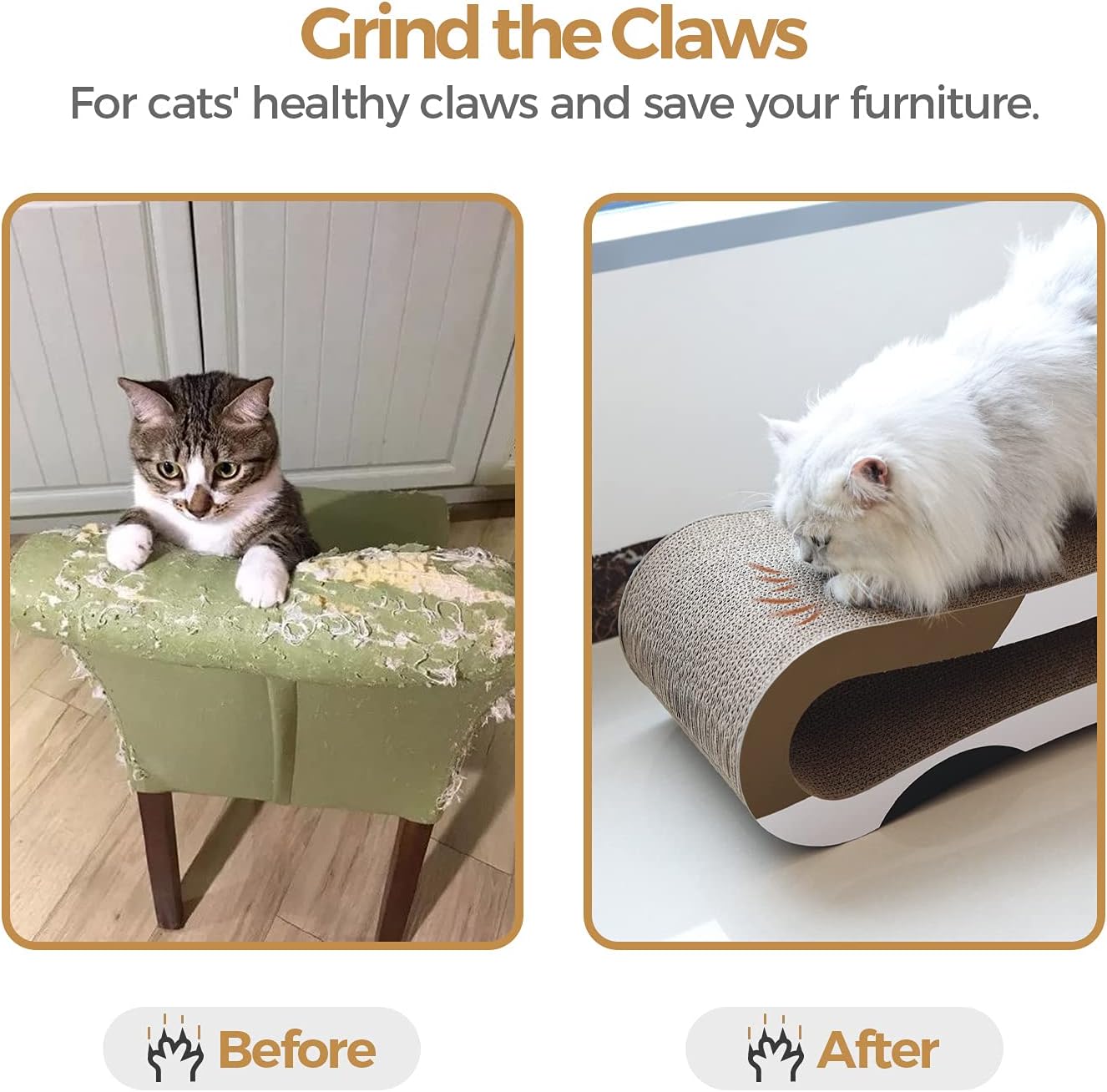 ComSaf Cat Scratcher Cardboard, 3 in 1 Scratching Lounge Bed, Corrugated Scratch Pad, Cat Training Toy for Large Cats and Kitten, Furniture Protection, Durable and Revisible : Kitchen & Dining