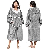 FEELJAM Oversized Wearab Blanket Hoodie, Cozy Flannel Blanket with Sleeves and Zipper for Women, Mens, Teens (80 x 120 cm)