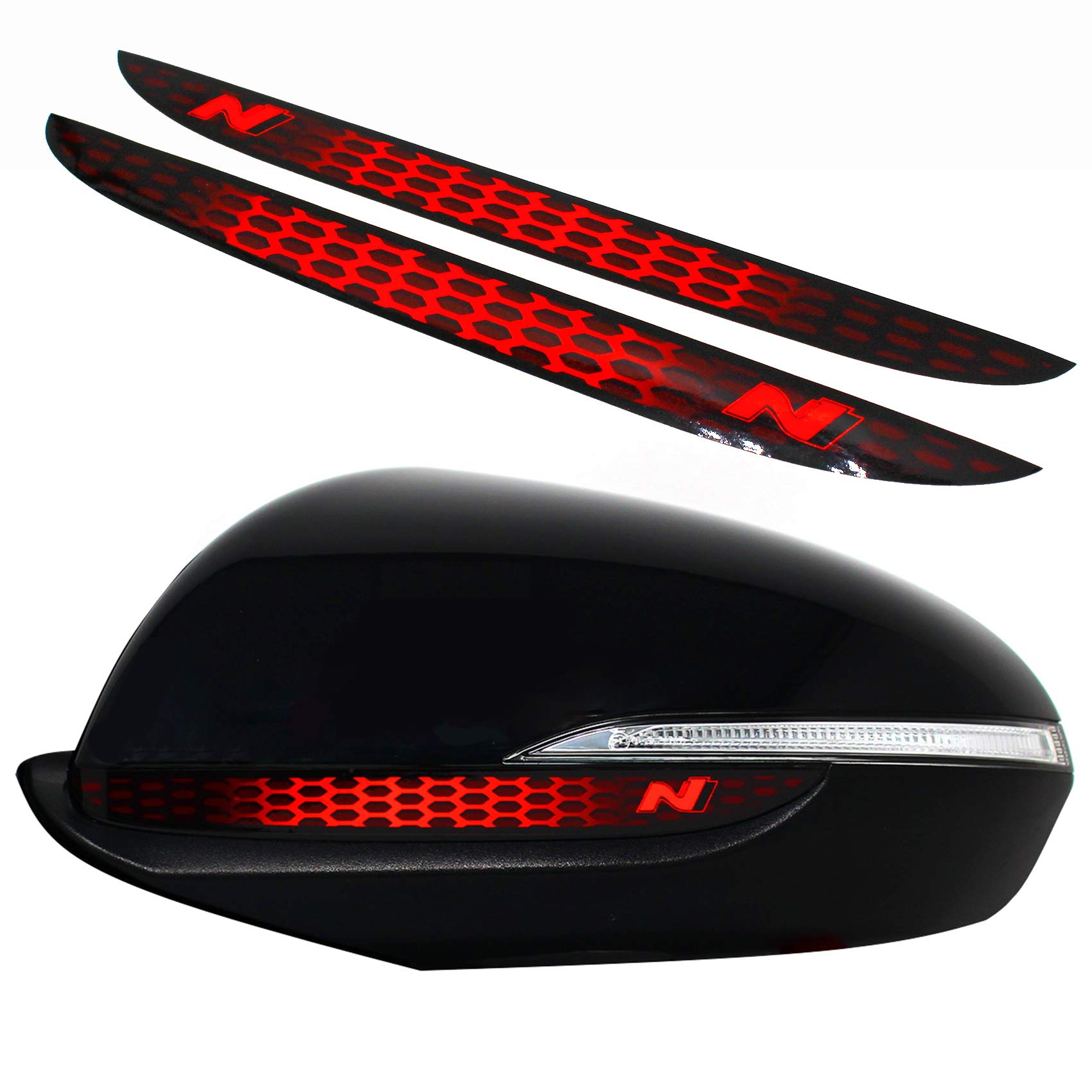 DS013 Decorative Wing Mirror Sticker Digital Print Honeycomb Neon Red