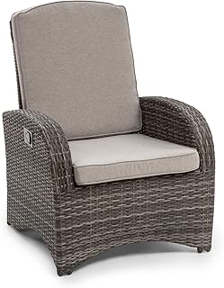 blumfeldt Comfort Siesta Sessel - stufenlos verstellbare Rückenlehne, Material Bezug: Polyester, Polsterung mit 8 cm Dicke, platzsparend zusammenlegbar, Gasdruckfeder, dunkelgrau