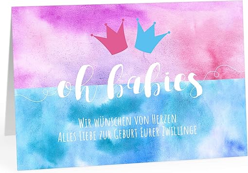 Grosse Xxl Design Geburtskarte Zur Geburt Zwillinge Klappkarte Mit Umschlag A4 Moderner Aquarell Look Rosa Blau Baby Geboren Grusskarte Zur Gratulation Eltern Amazon De Burobedarf Schreibwaren