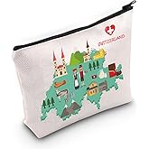 MEIKIUP Swiss Travel Gifts Switzerland Travel Cosmetic Bag Switzerland Souvenir Bag Switzerland Vacation Gift Swiss Alps Honeymoon Gift (Switzerland bag)