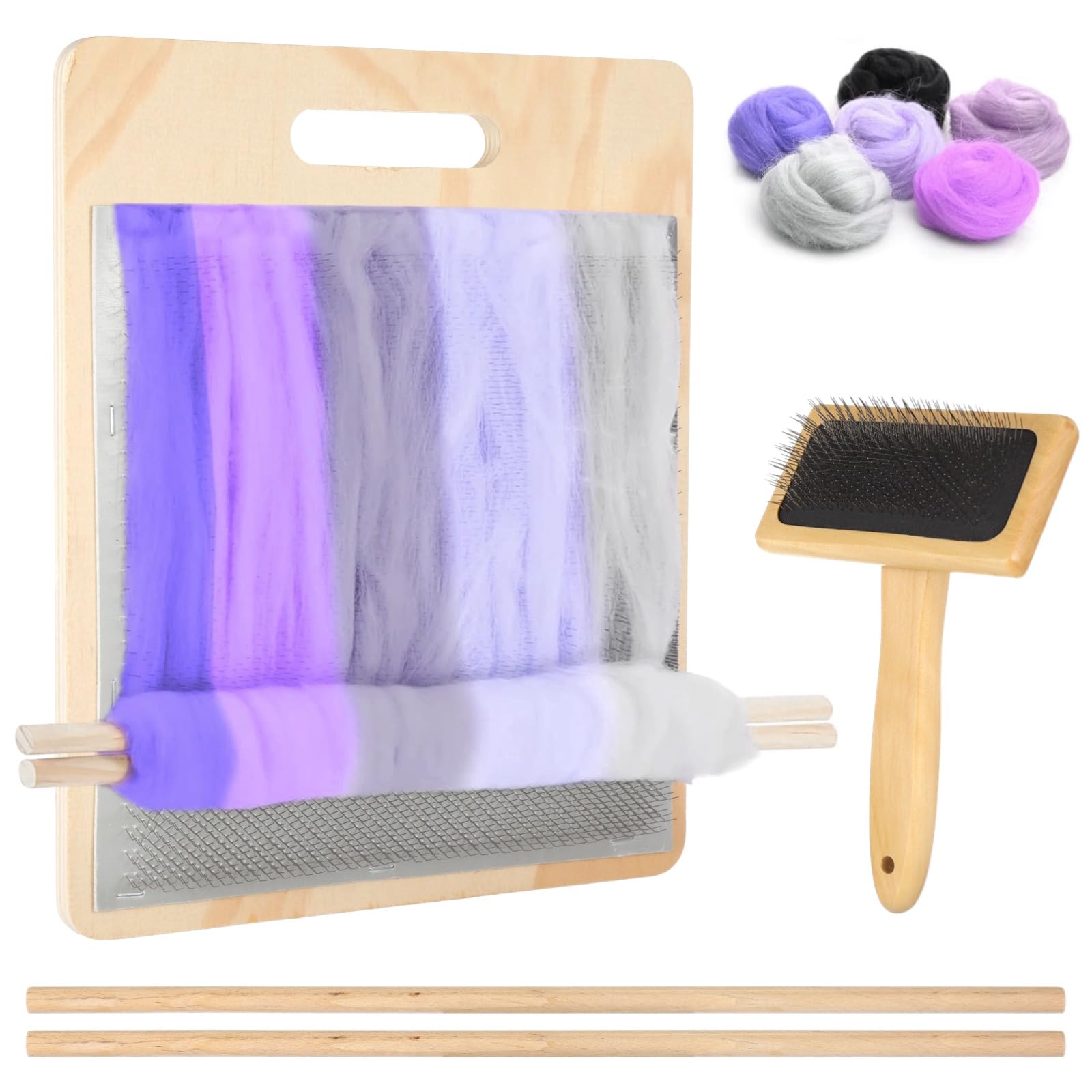 Varku 4 PCS Wool Blending Board Set, Wooden Carding
