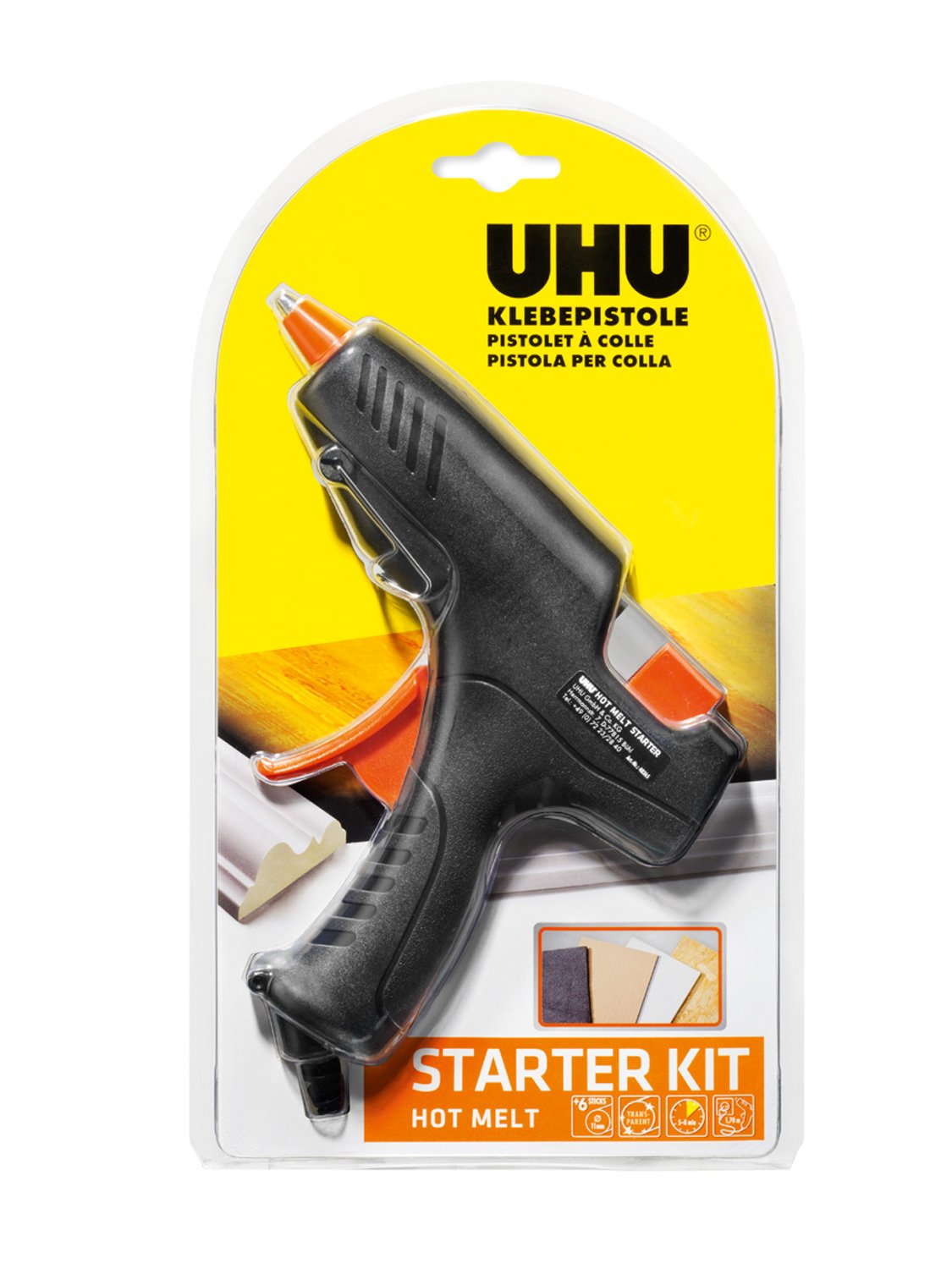 UHU 48365 Hot Melt Glue Gun Starter Kit (Gun + 6 Cartridges)