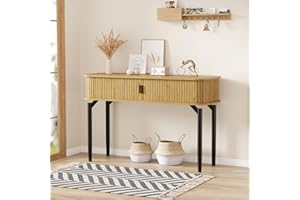 47" Fluted Console Table with Drawers, Narrow Entryway Tables with Storage and Shelves, Sofa Table Behind Couch for Entrance,
