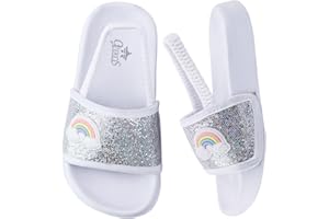 Otojaku Kids Flip Flops Sandals Toddler Boys Girls Sequin Slides Shower Beach Pool Shoes Slip on Summer Slippers with Back Strap