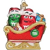 Old World Christmas M&M'S in Sleigh Glass Blown Ornament for Christmas Tree, Handcrafted Holiday Decoration, M&Ms Collection