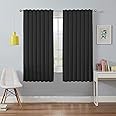 Joydeco 100% Blackout Curtains 72 inches Long for Bedroom Living Room - 2 Panels Set Burg Room Darkening Black Out Curtains for Bedroom Windows, Back tab Rod Pocket(52x72 inch,Black)
