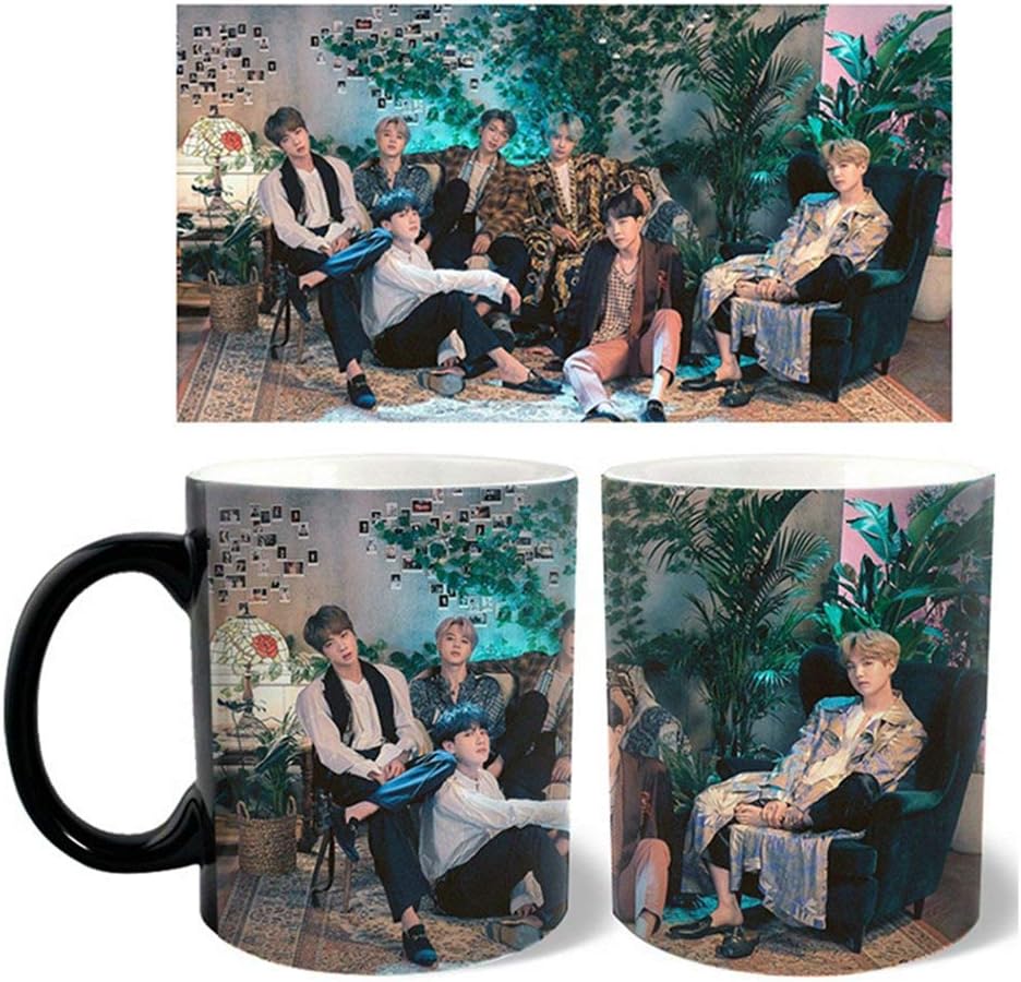 yuhiugre 2019 BTS Family Portrait Magic Color Changing Coffee Mug Cool Tea Unique Heat Changing Sensitive Cup(H01)